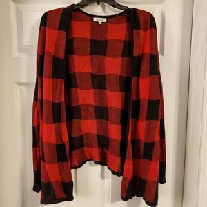 Mudd brand Red & Black plaid cardigan